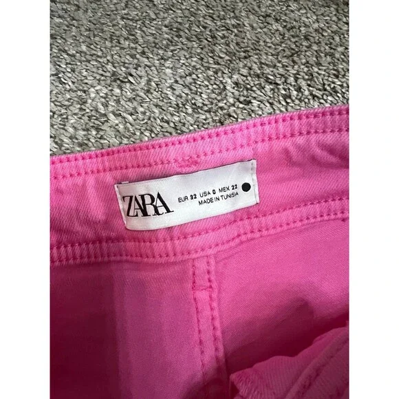 NWOT Zara pink wide leg denim pants 0 - Picture 2 of 4